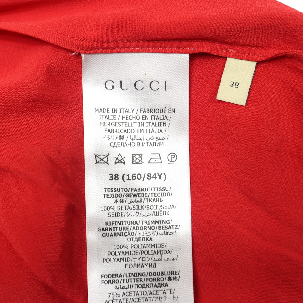 Gucci Women's Ruffled Off The Shoulder Silk Chiffon Mini Dress Red Sz 38 - Picture 12 of 14